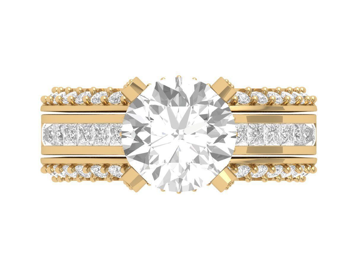 Solitair Ring Bridal Set 3D print model_5