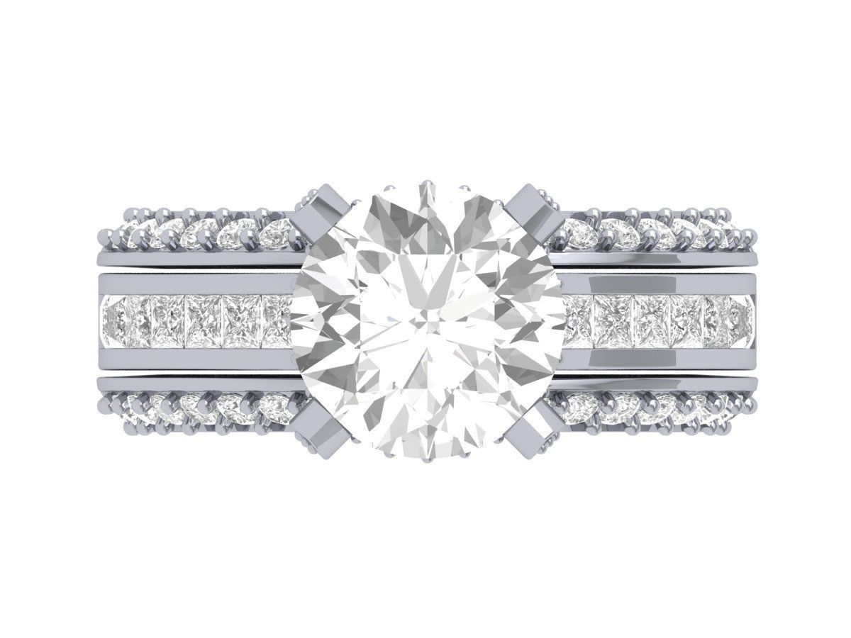 Solitair Ring Bridal Set 3D print model_4