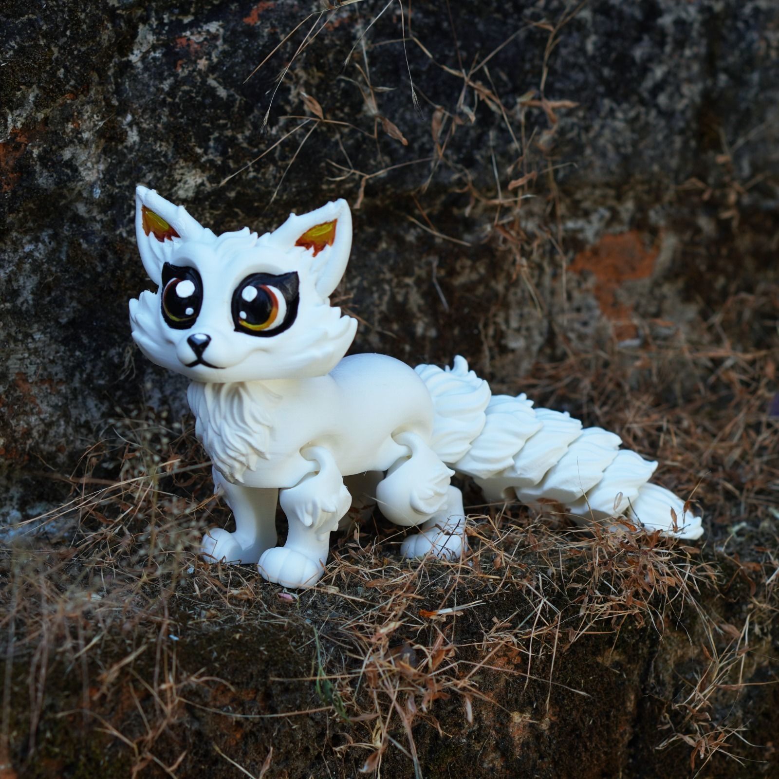 PRINT-IN-PLACE CUTE FLEXI ARCTIC FOX ARTICULATED 3D print model_3