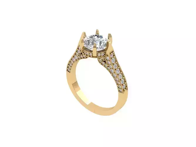 Solitaire Engagement Art Deco Ring