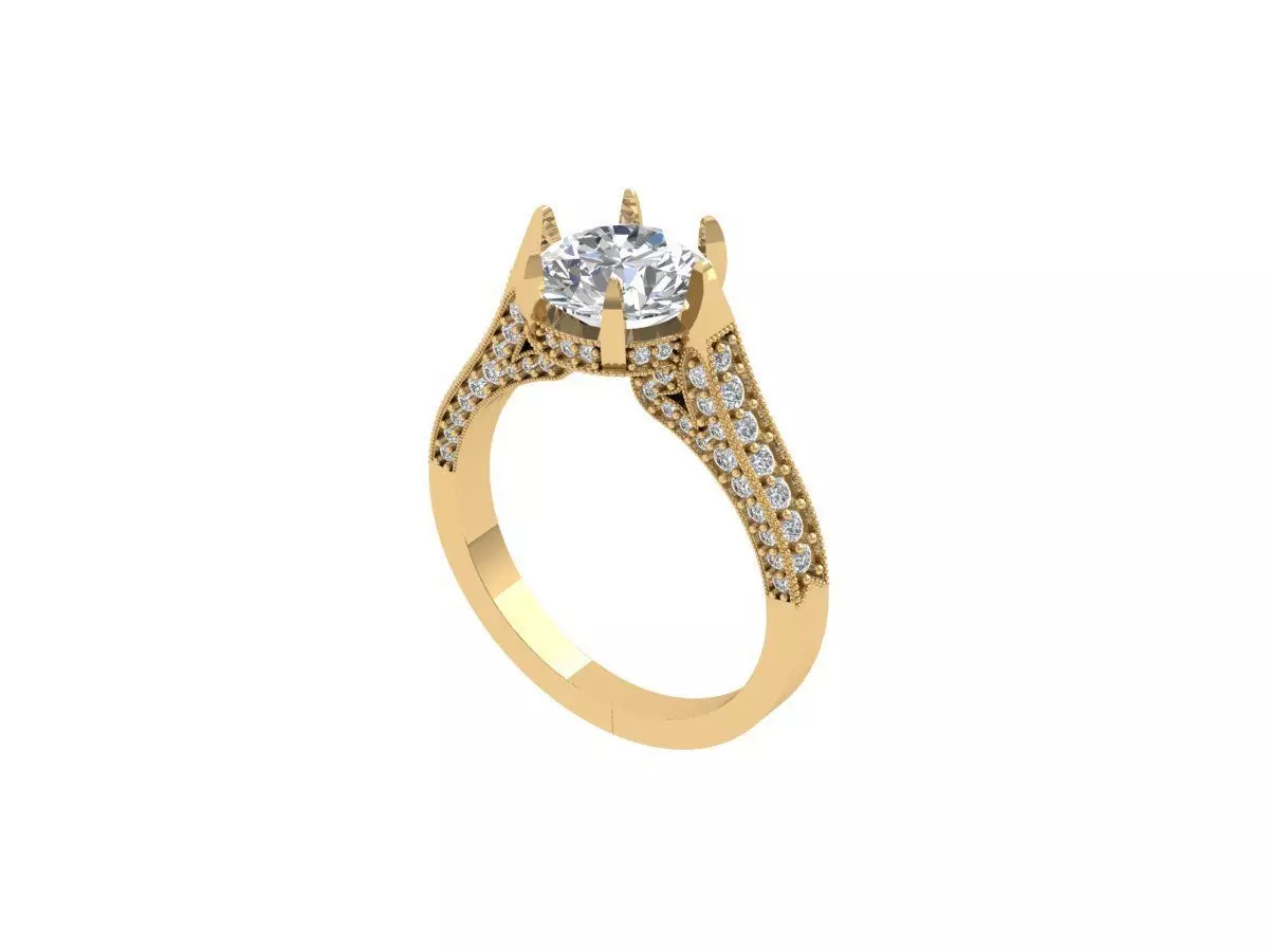 Solitaire Engagement Art Deco Ring 3D print model