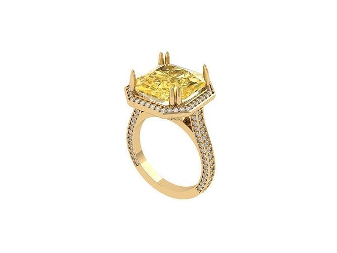 Asscher Art Deco Ring 3D print model