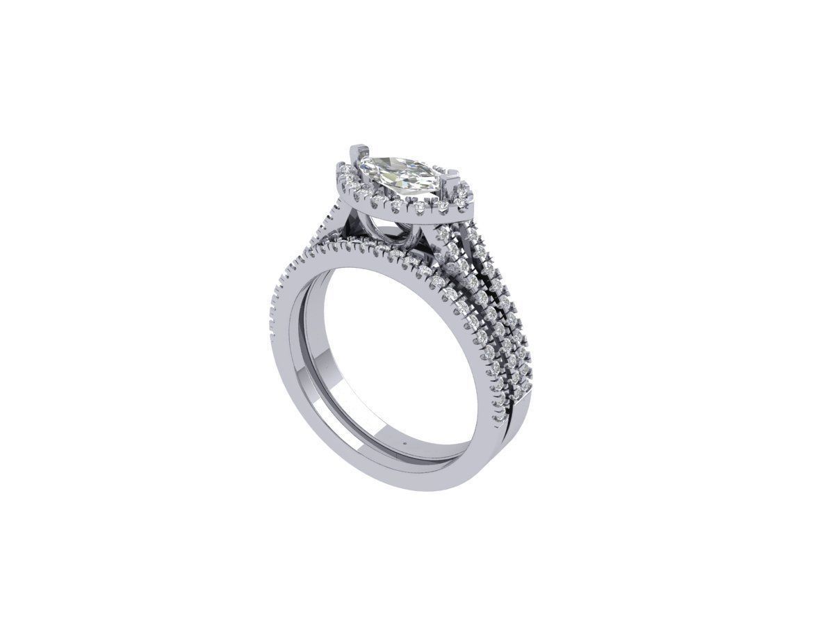 Marquise Ring Bridal Set 3D print model_5