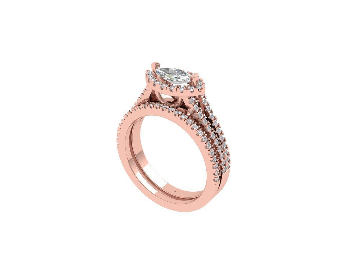 Marquise Ring Bridal Set 3D print model_4