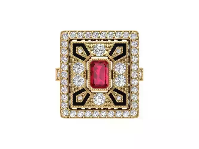 Emerald Art Deco Ring