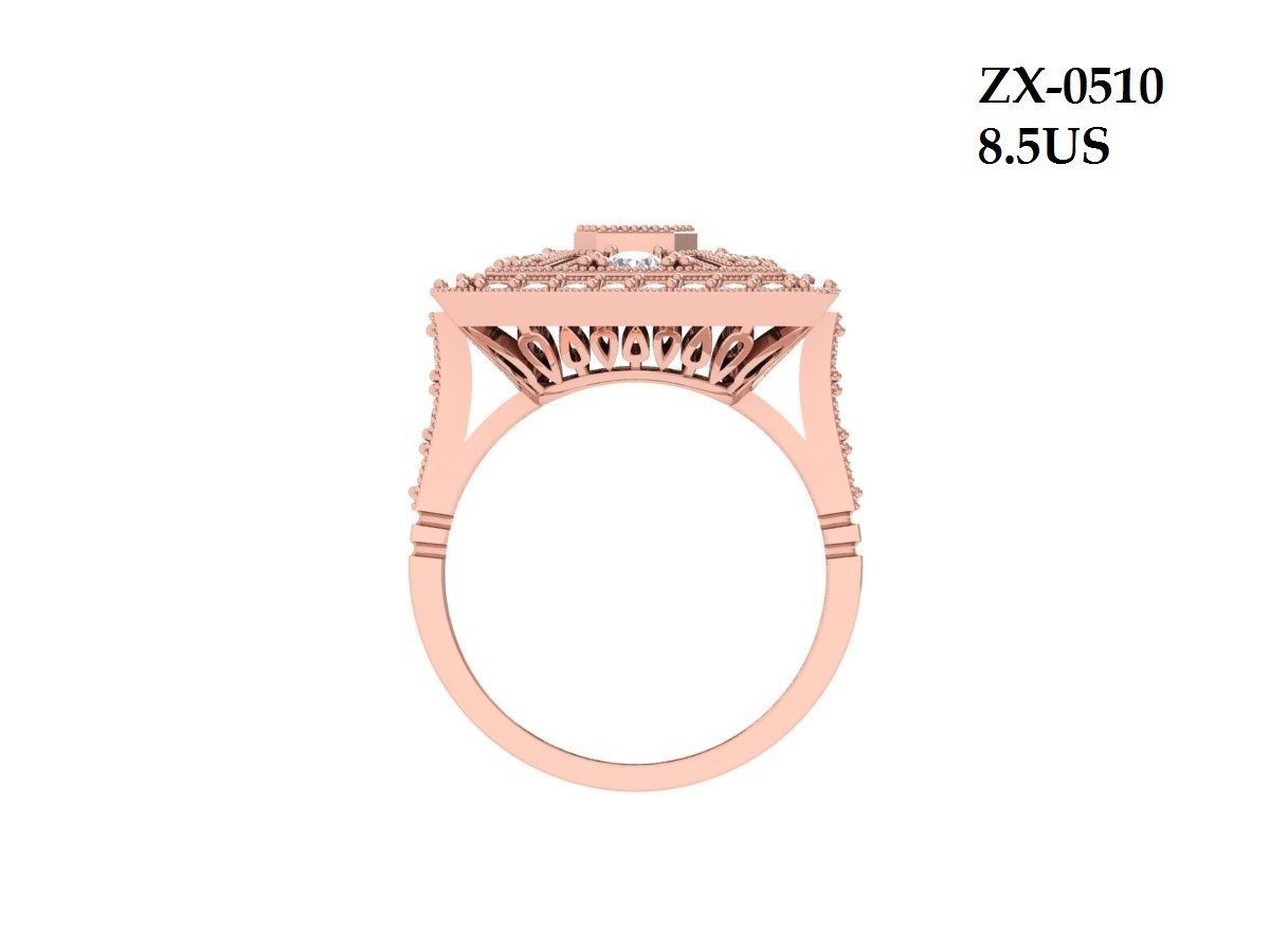 Emerald Art Deco Ring 3D print model_11