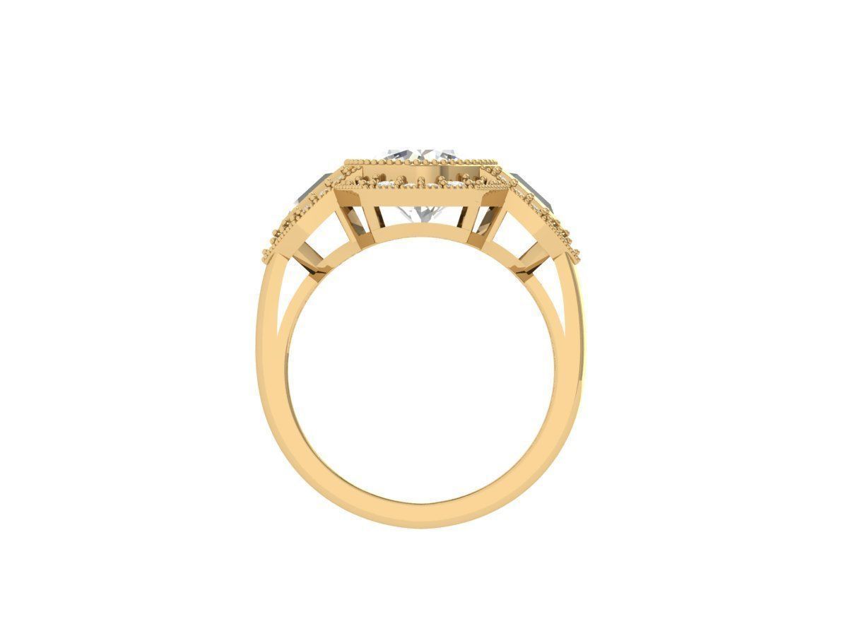 Solitaire Engagement Art Deco Ring 3D print model_10