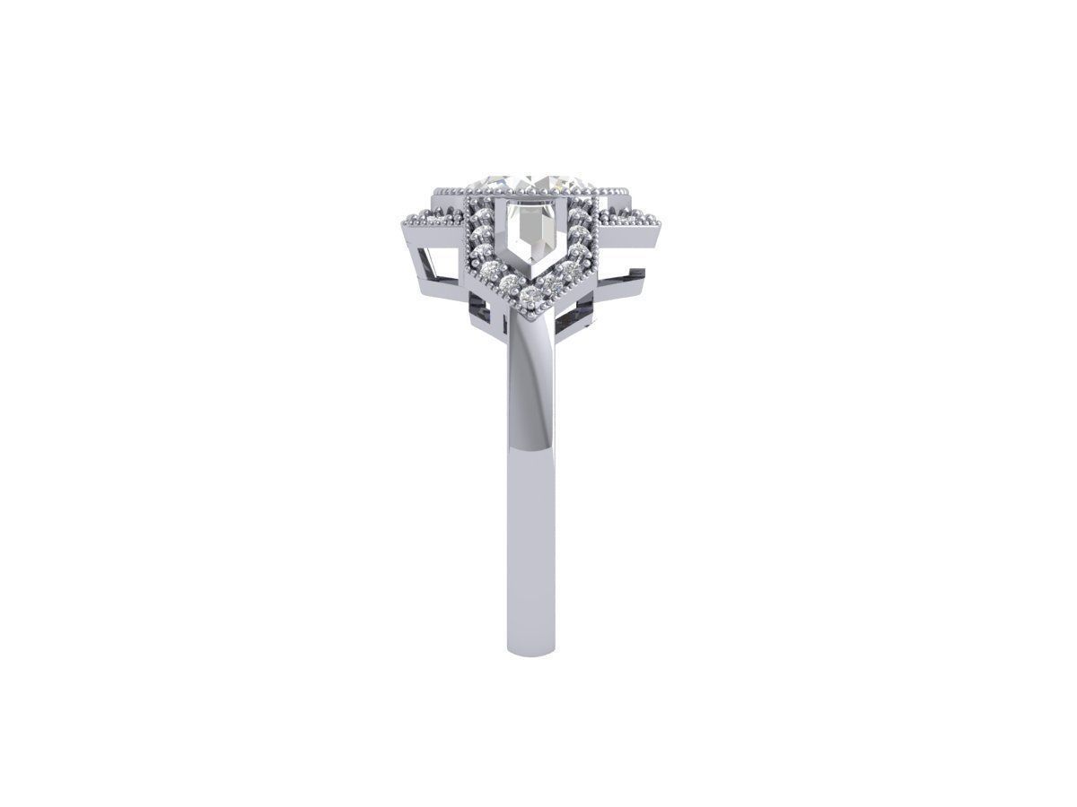 Solitaire Engagement Art Deco Ring 3D print model_8