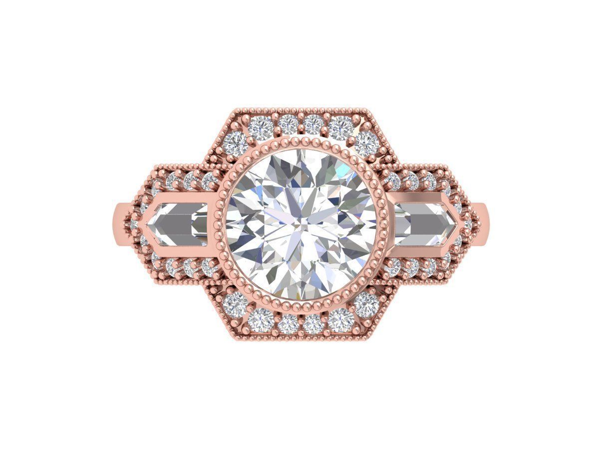 Solitaire Engagement Art Deco Ring 3D print model_1