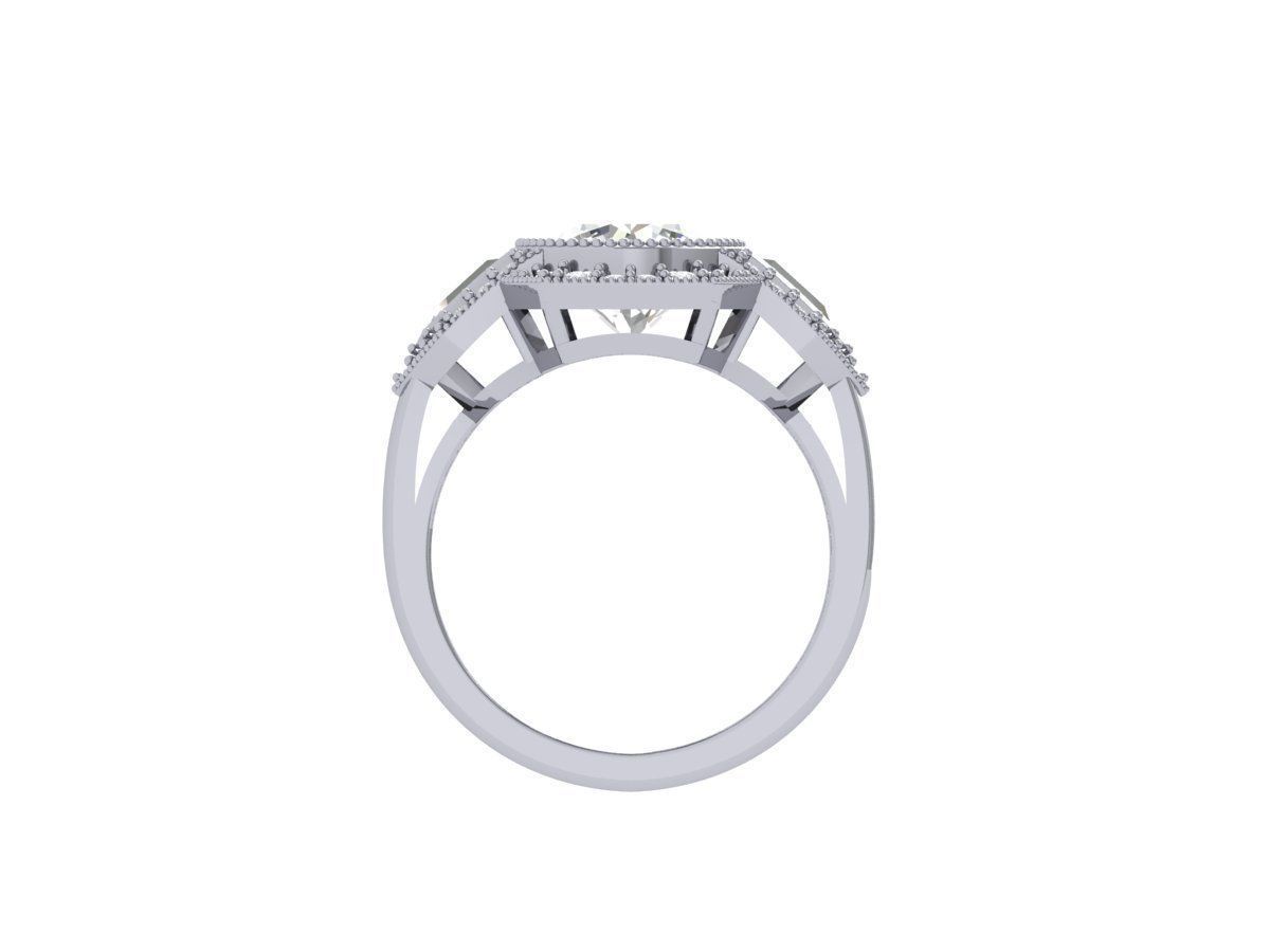 Solitaire Engagement Art Deco Ring 3D print model_9