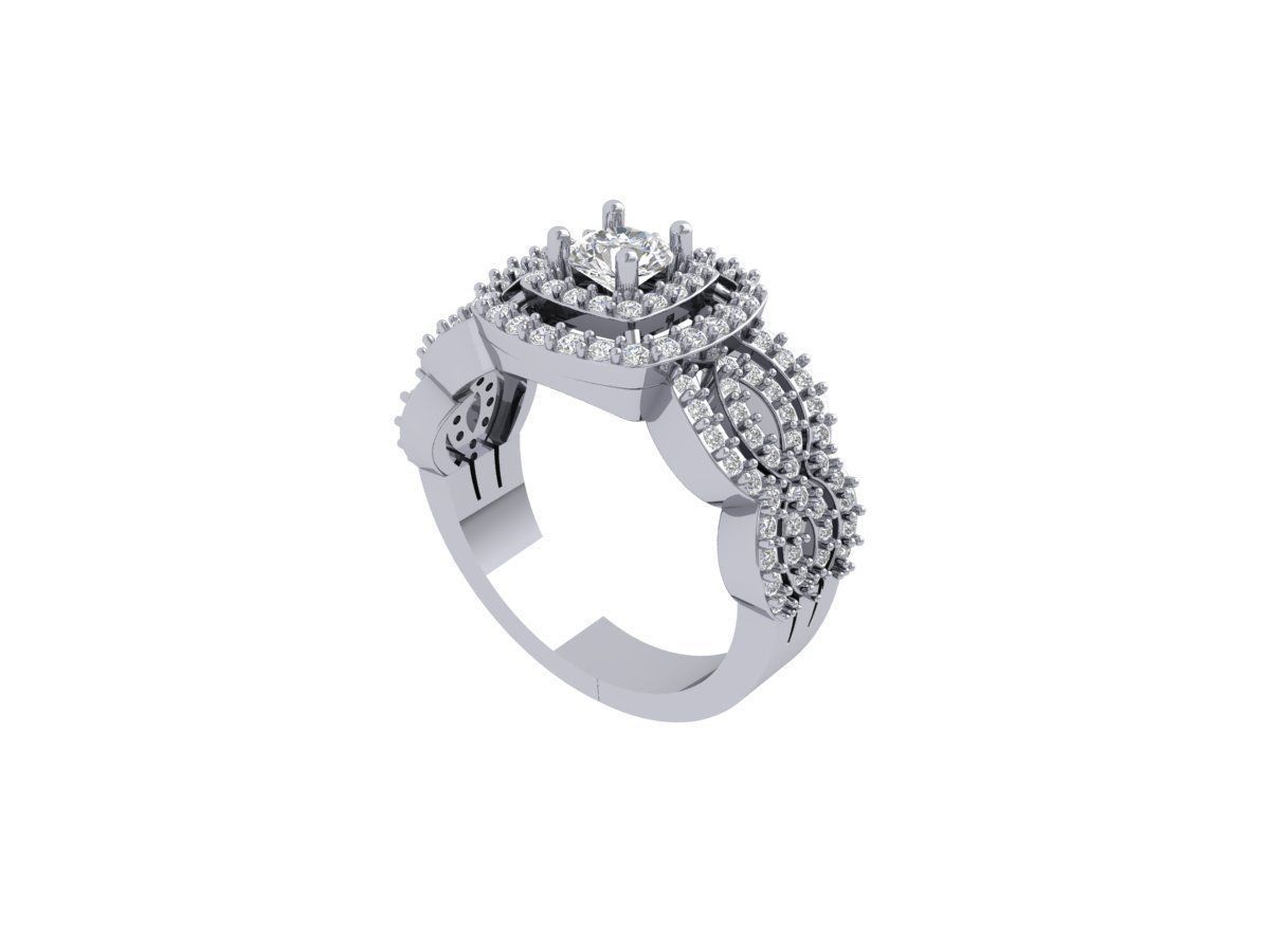 Solitaire Engagement Art Deco Ring 3D print model_5