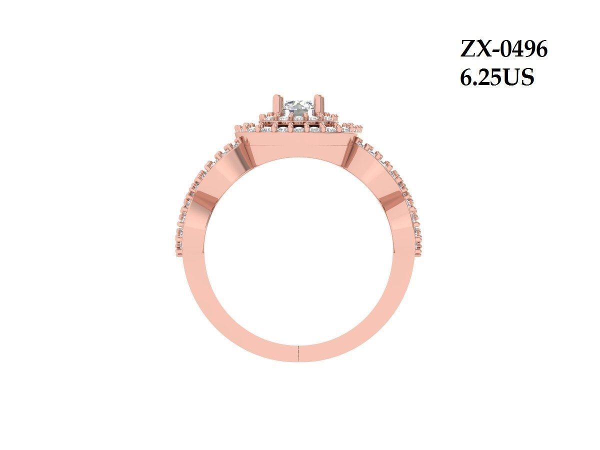 Solitaire Engagement Art Deco Ring 3D print model_11