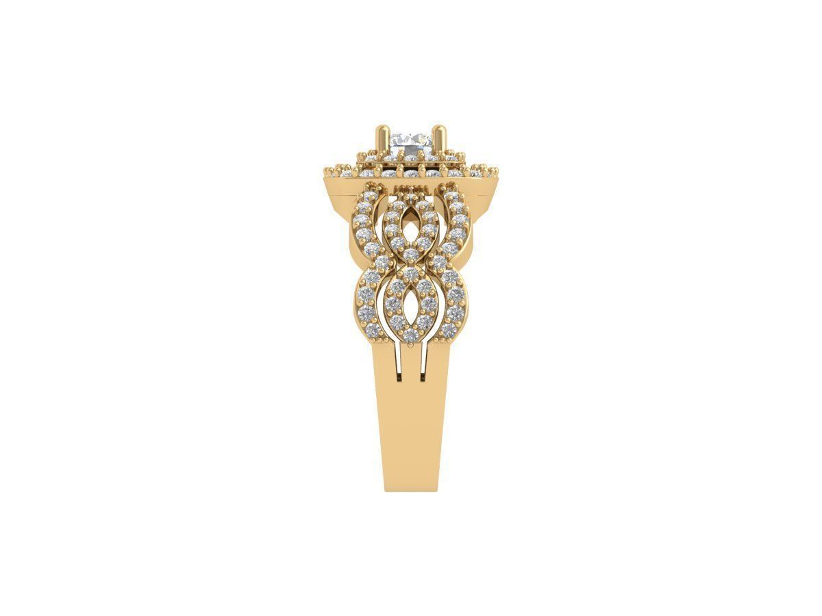 Solitaire Engagement Art Deco Ring 3D print model_8