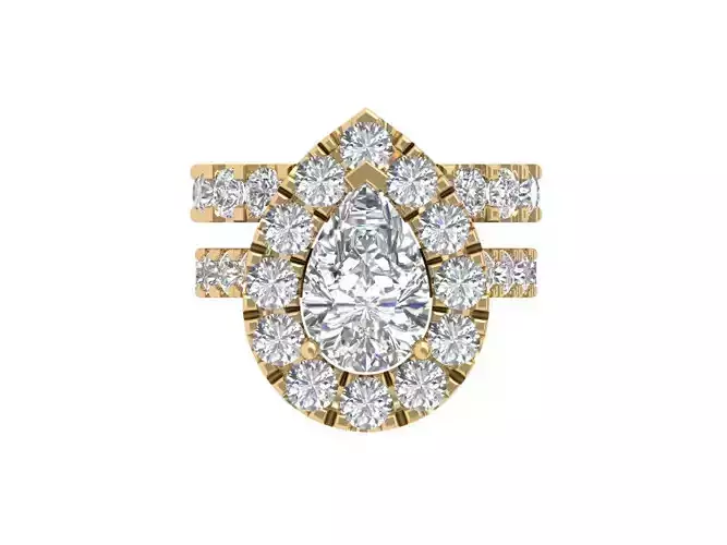  Pear Solitaire Ring Bridal set
