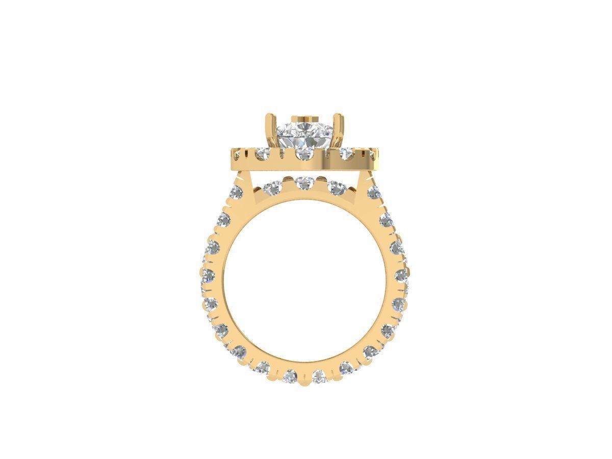 Pear Solitaire Ring Bridal set 3D print model_10