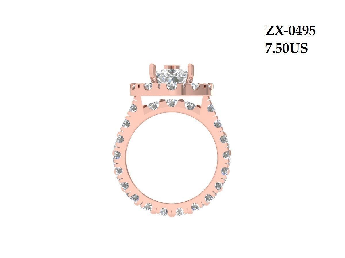 Pear Solitaire Ring Bridal set 3D print model_11