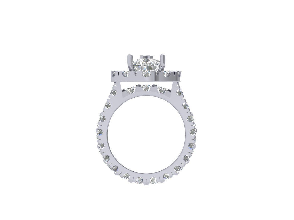 Pear Solitaire Ring Bridal set 3D print model_9