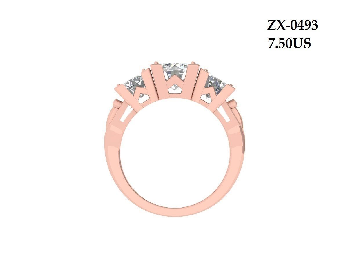 3 Stone Art Deco Ring 3D print model_11