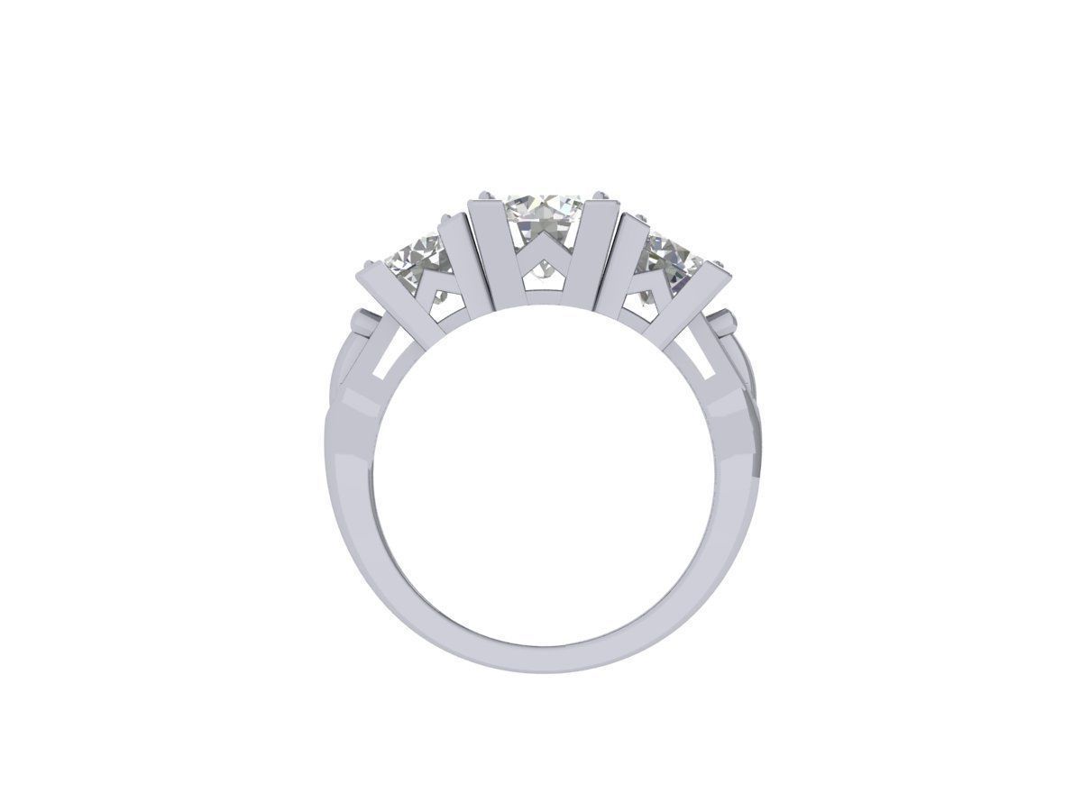 3 Stone Art Deco Ring 3D print model_9