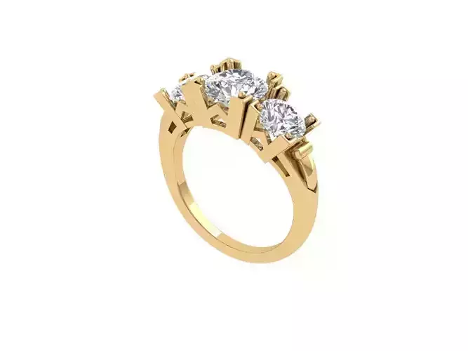 3 Stone Art Deco Ring