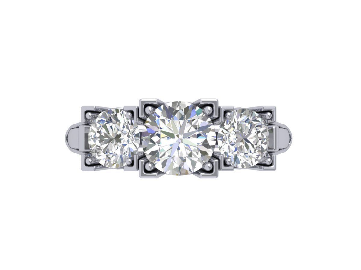 3 Stone Art Deco Ring 3D print model_2