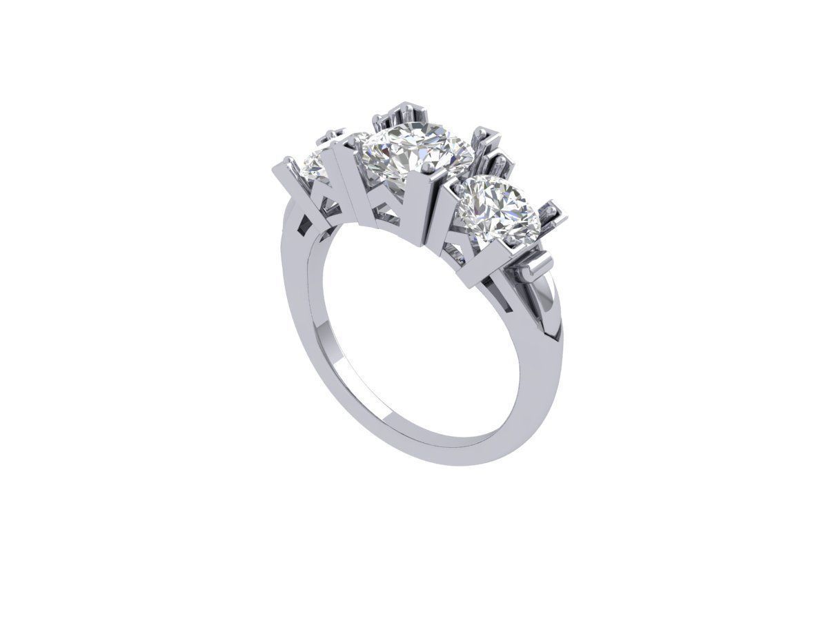 3 Stone Art Deco Ring 3D print model_5