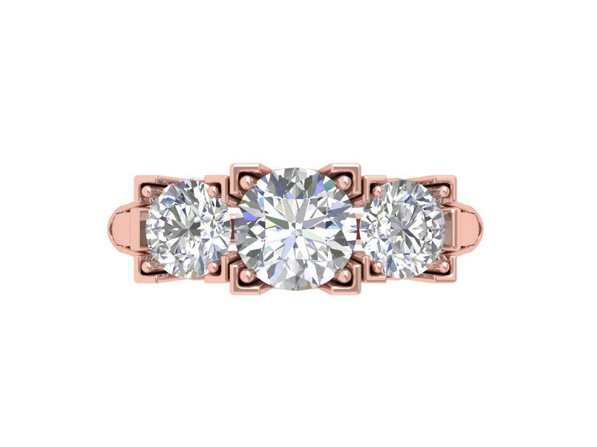 3 Stone Art Deco Ring 3D print model_3