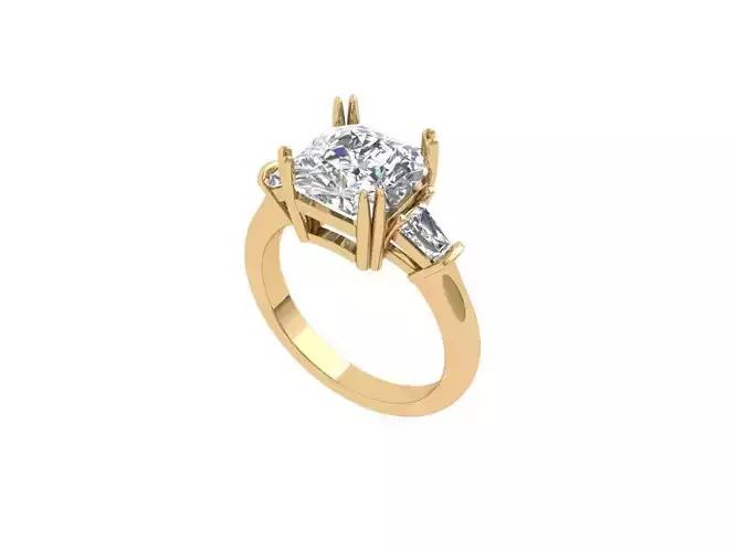 3 Stone Art Deco Ring