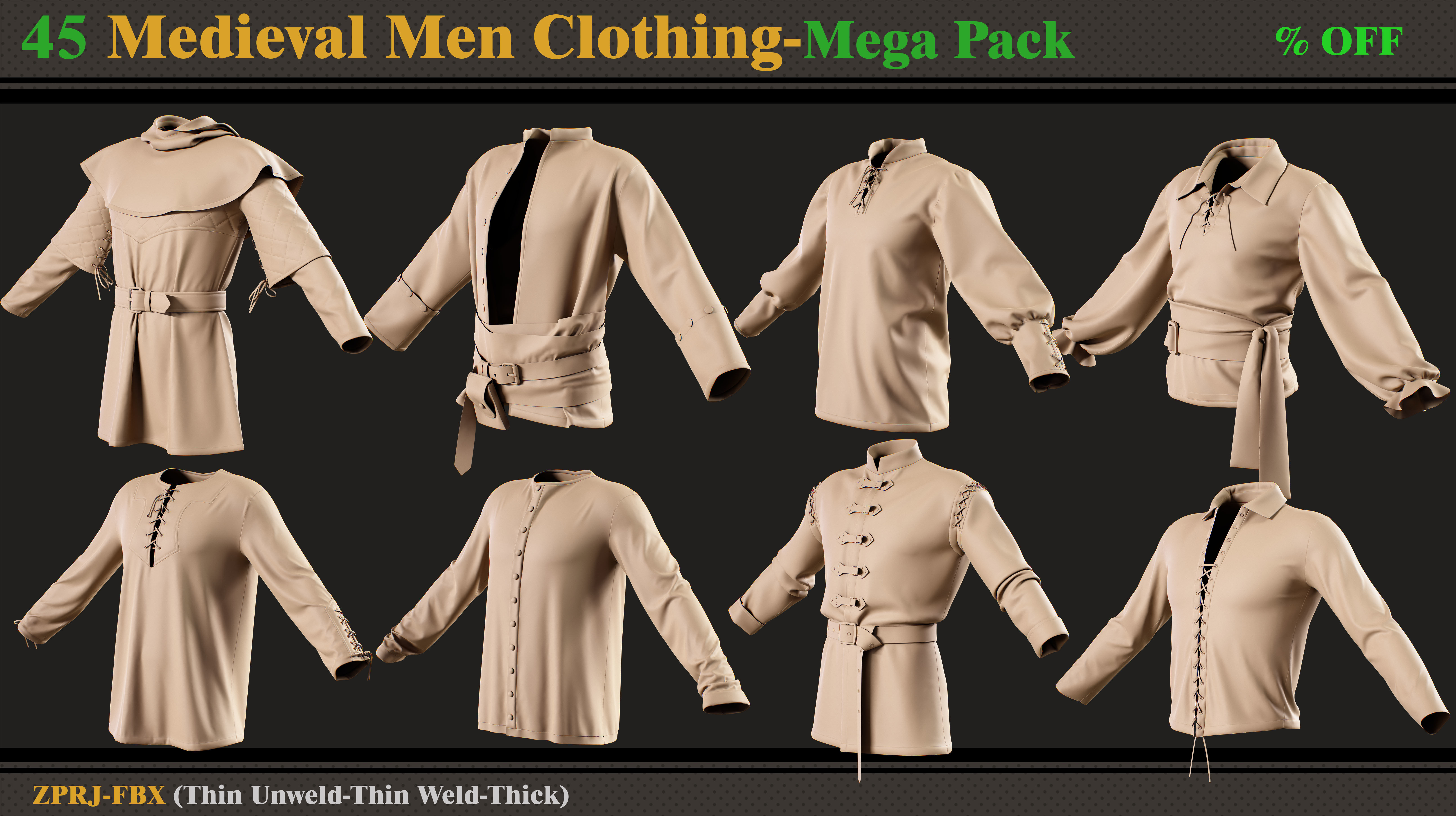 45 Medieval Men Clothing-MEGA PACK-zprj-fbx 3D model_4