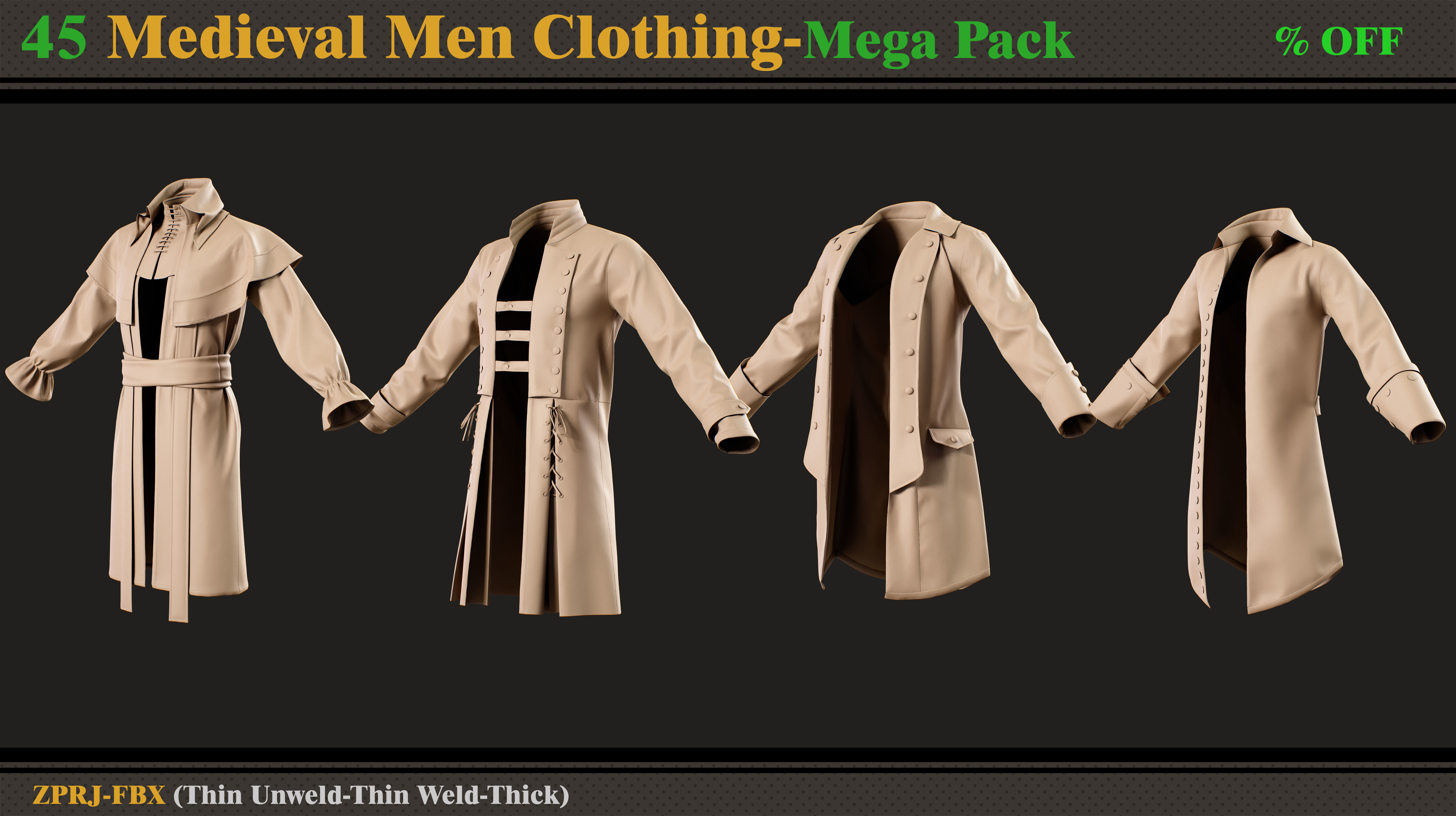 45 Medieval Men Clothing-MEGA PACK-zprj-fbx 3D model_6