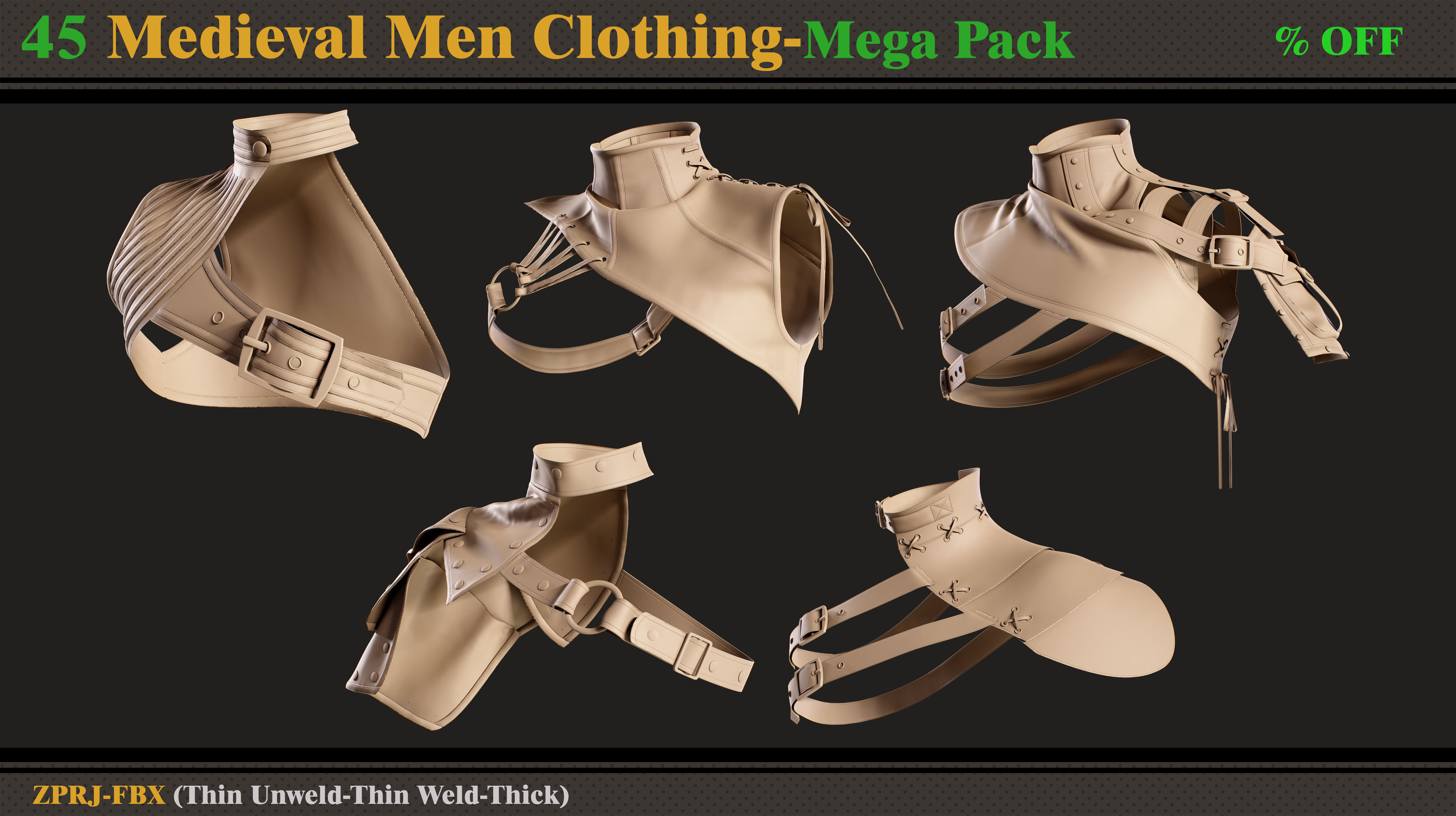 45 Medieval Men Clothing-MEGA PACK-zprj-fbx 3D model_3