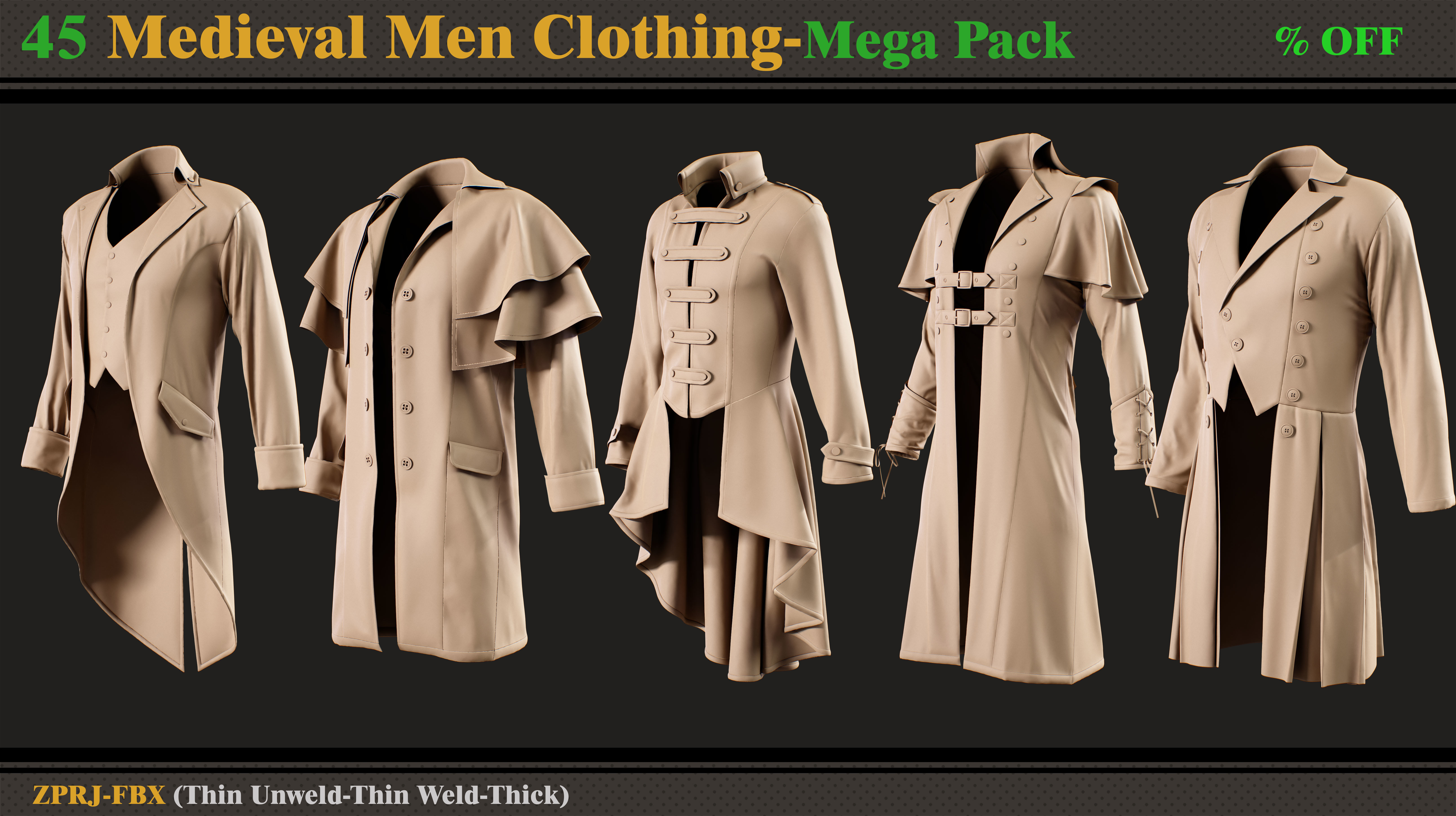 45 Medieval Men Clothing-MEGA PACK-zprj-fbx 3D model_1