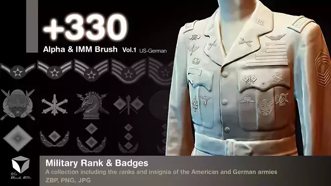  Military Rank and Badges Alpha-Brush Vol1 3D model