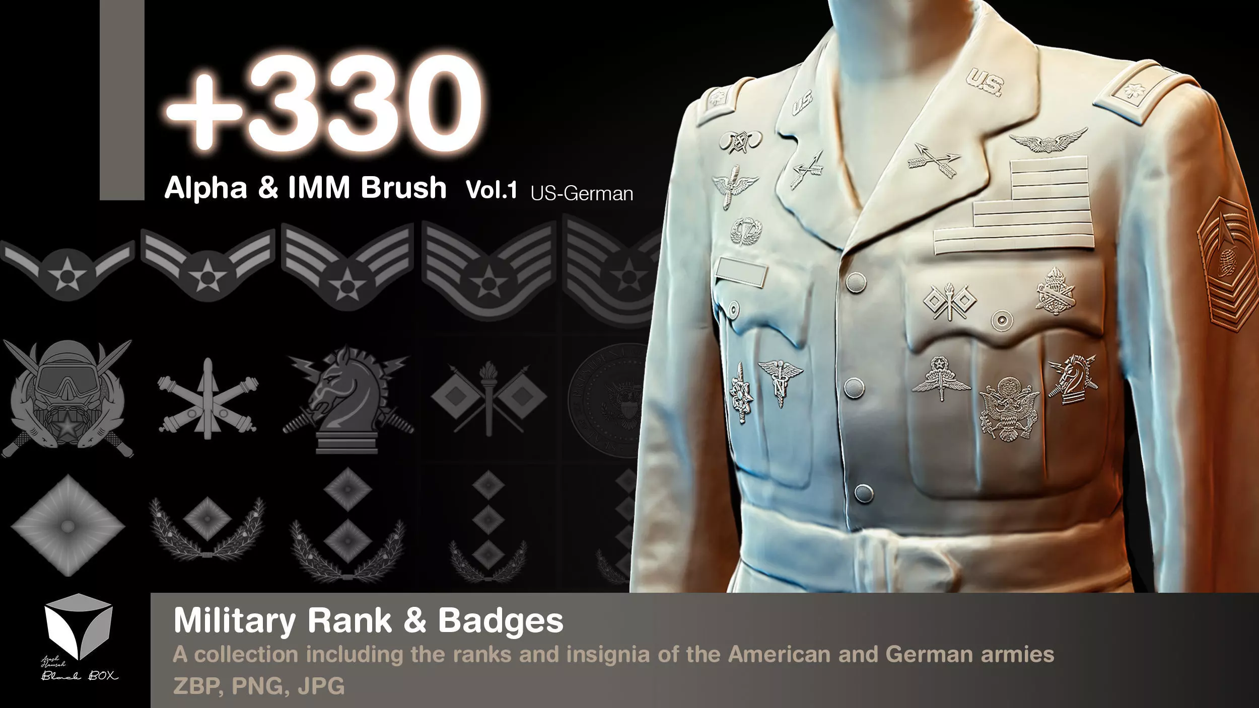 Military Rank and Badges Alpha-Brush Vol1 3D model