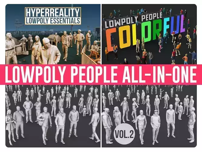 Lowpoly People All-in-one 3D Model Collection