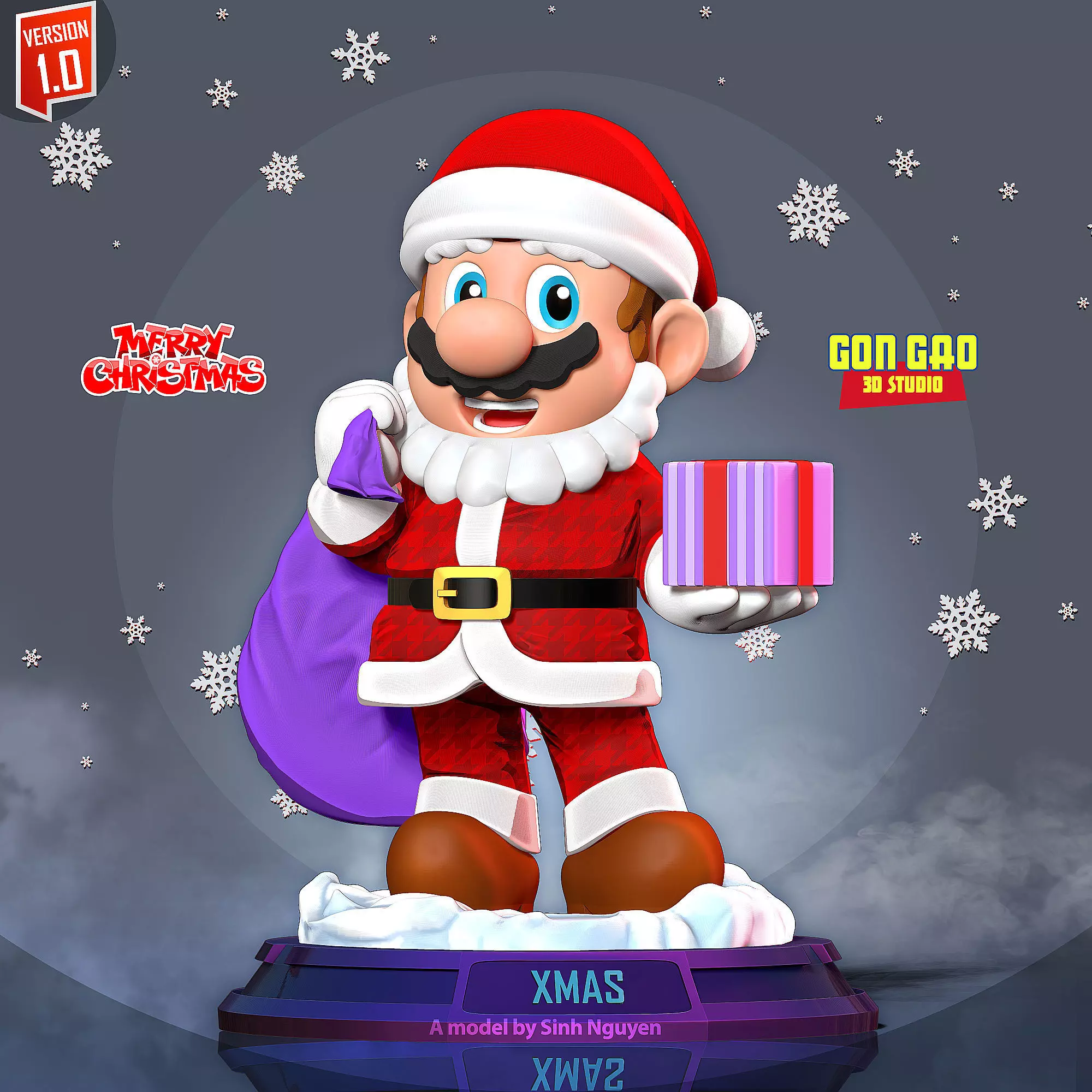 Santa Mario - Merry Christmas 3D print model_0