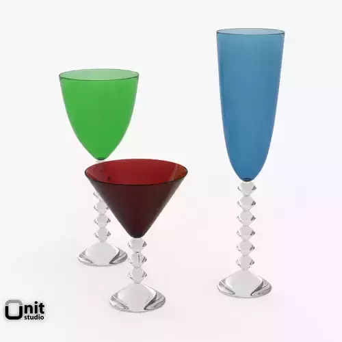 Baccarat Vega 3 wine glasses 3D model