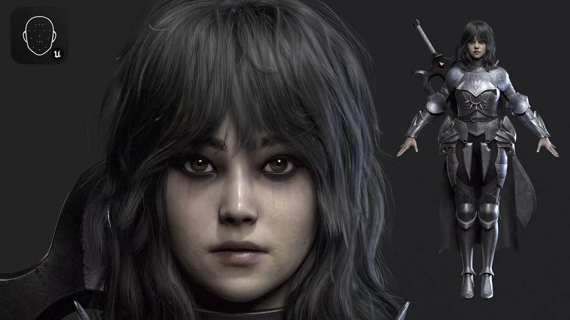 Wolf Armor Female Warrior - Unreal Engine 5 Low-poly 3D model_0