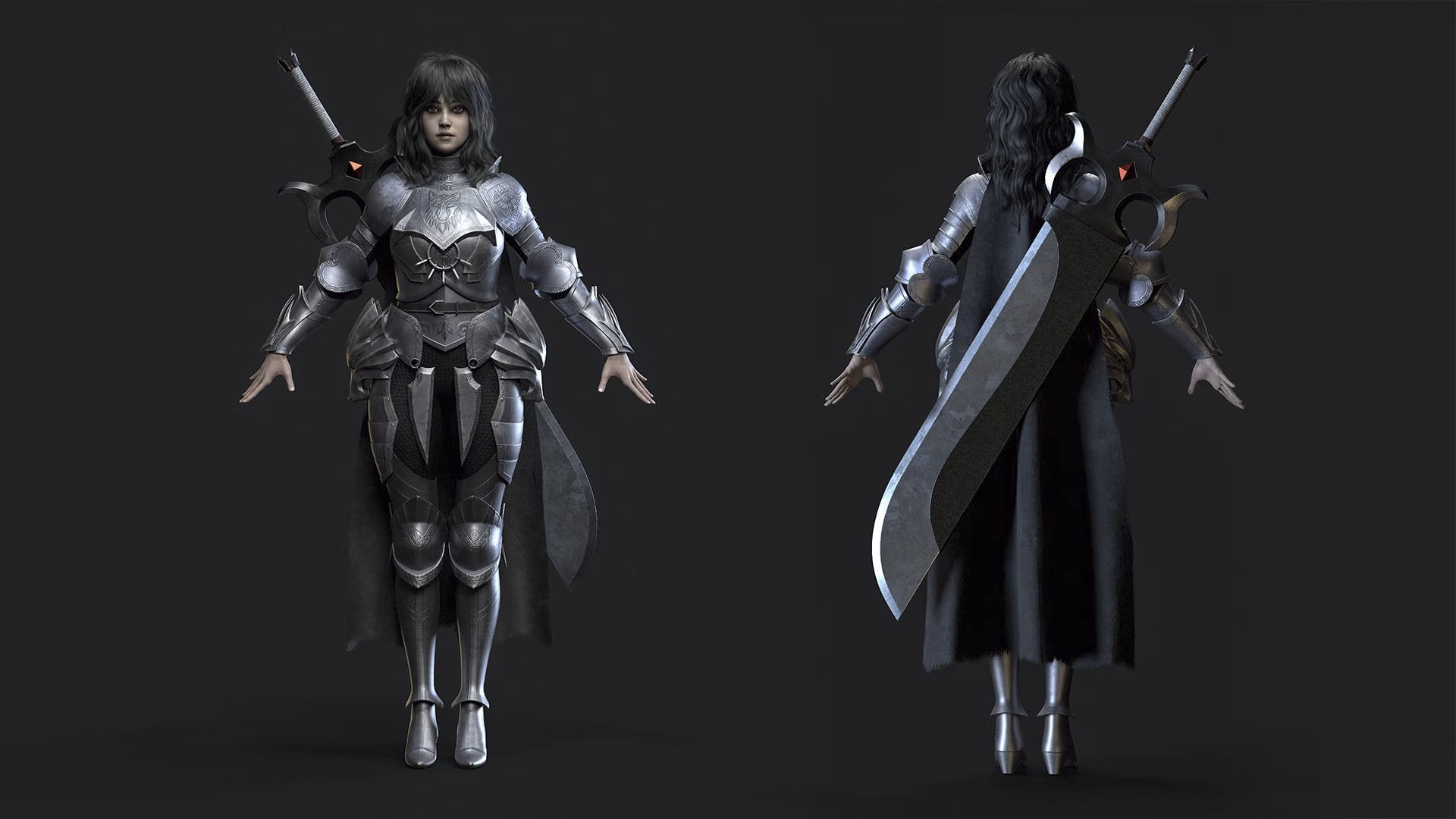 Wolf Armor Female Warrior - Unreal Engine 5 Low-poly 3D model_4