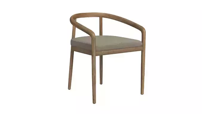 RH Evia Teak Dining Chair 3D model