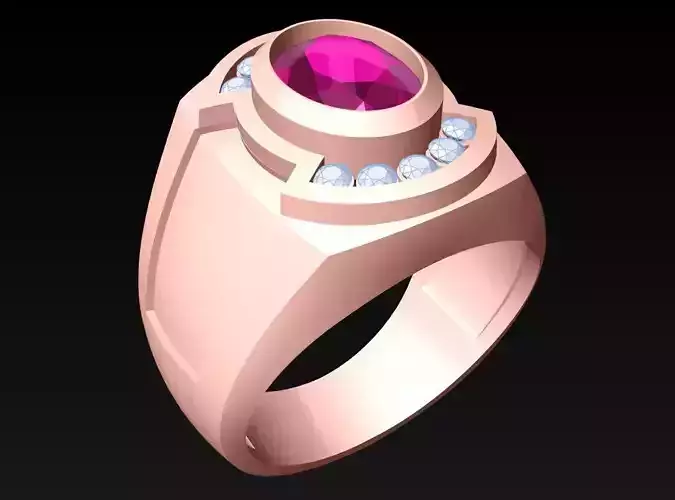 Oval Stone Ring - Mens Rings - N3182