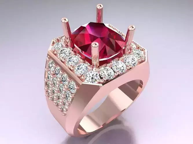 Oval Stone Ring - Mens Rings - N3186