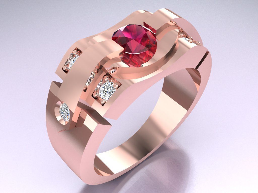 Diamond Ring - Mens Rings - N3213 3D print model_2