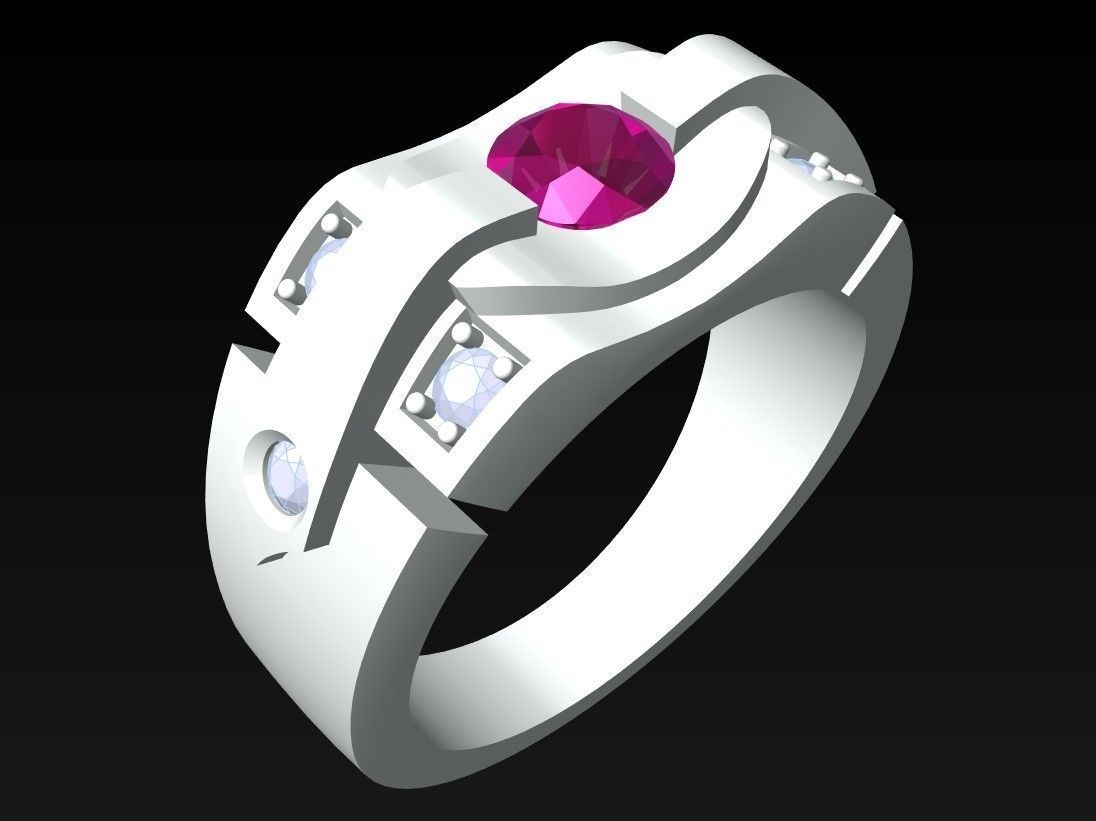 Diamond Ring - Mens Rings - N3213 3D print model_3