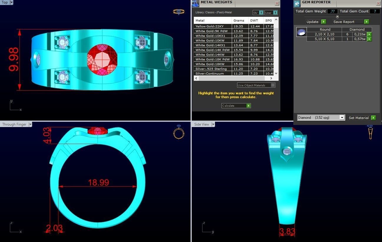 Diamond Ring - Mens Rings - N3213 3D print model_8