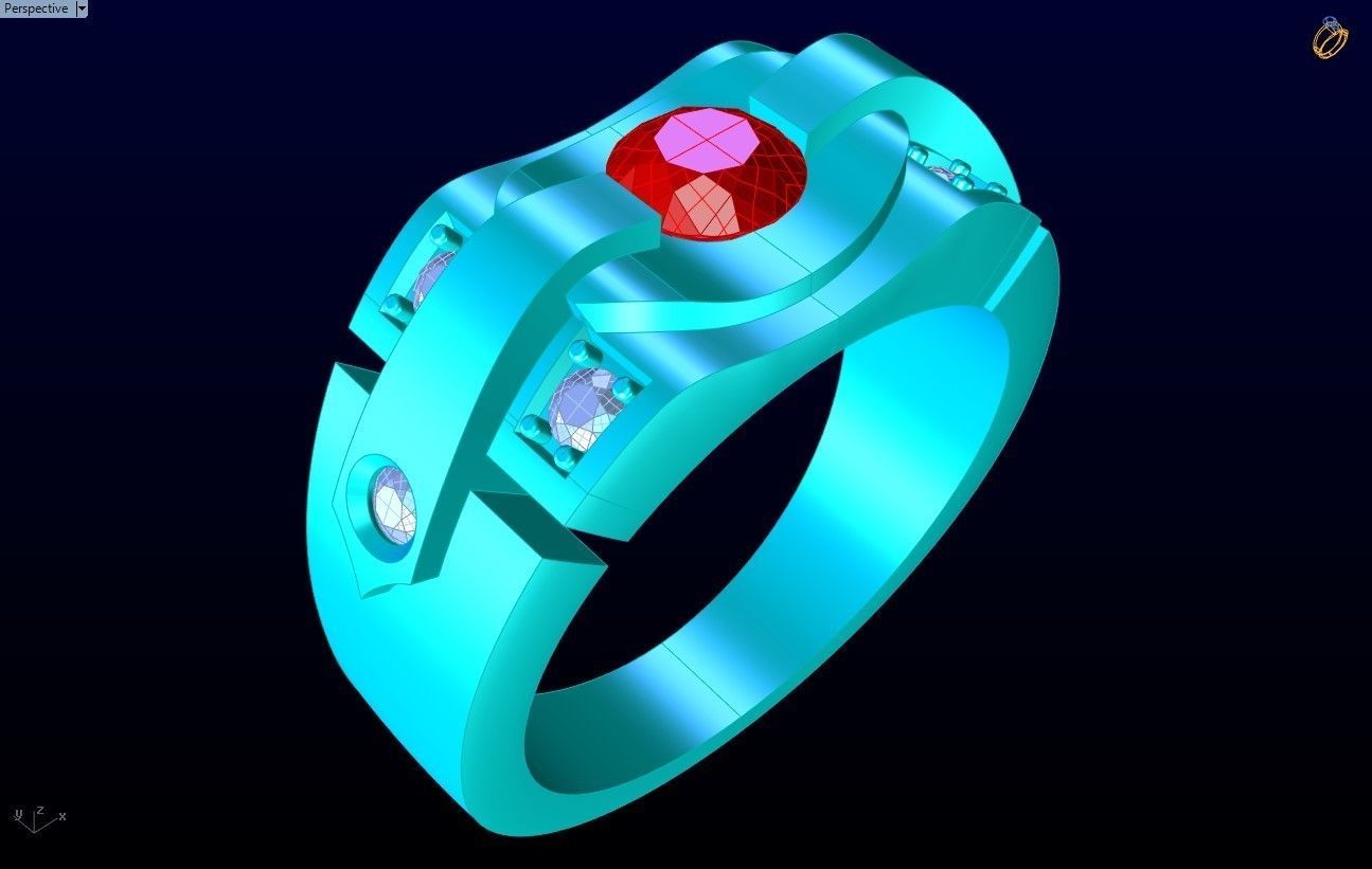 Diamond Ring - Mens Rings - N3213 3D print model_9