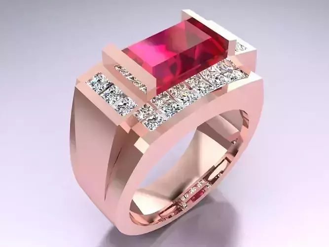 Rectangular Stone Rings - Mens Rings - N3218