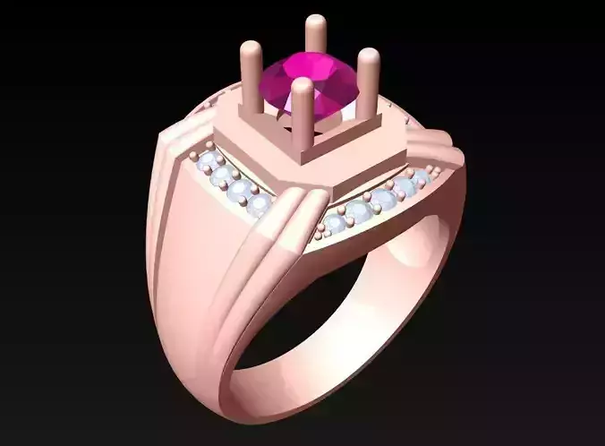 Diamond Ring - Mens Rings -  N3225 3D print model