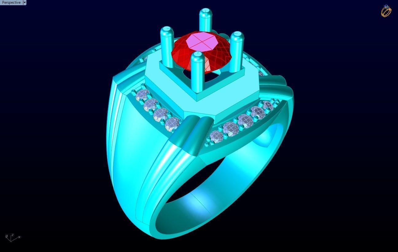 Diamond Ring - Mens Rings - N3225 3D print model_9