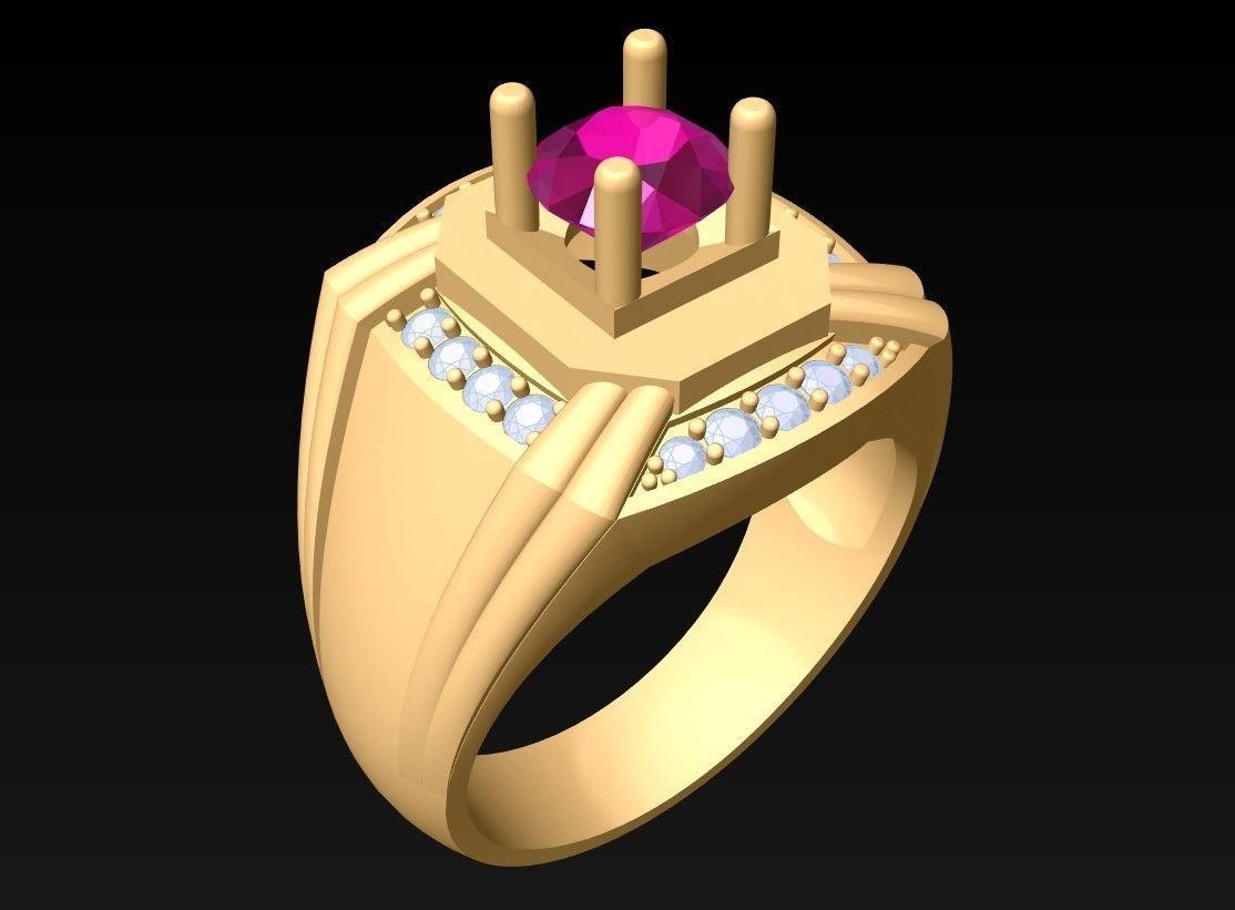 Diamond Ring - Mens Rings - N3225 3D print model_2